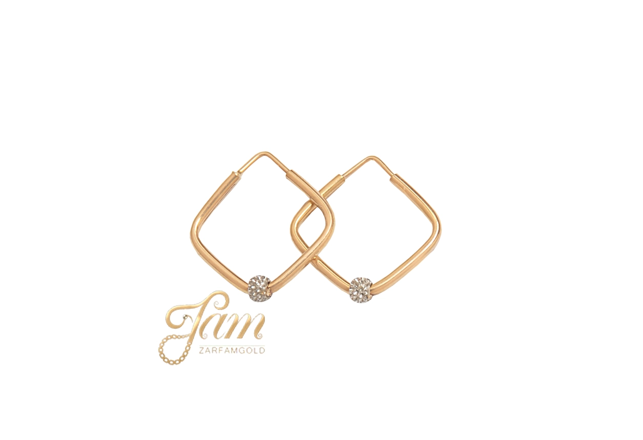 کاور گوشواره میله ای لوزی با گوی سفید