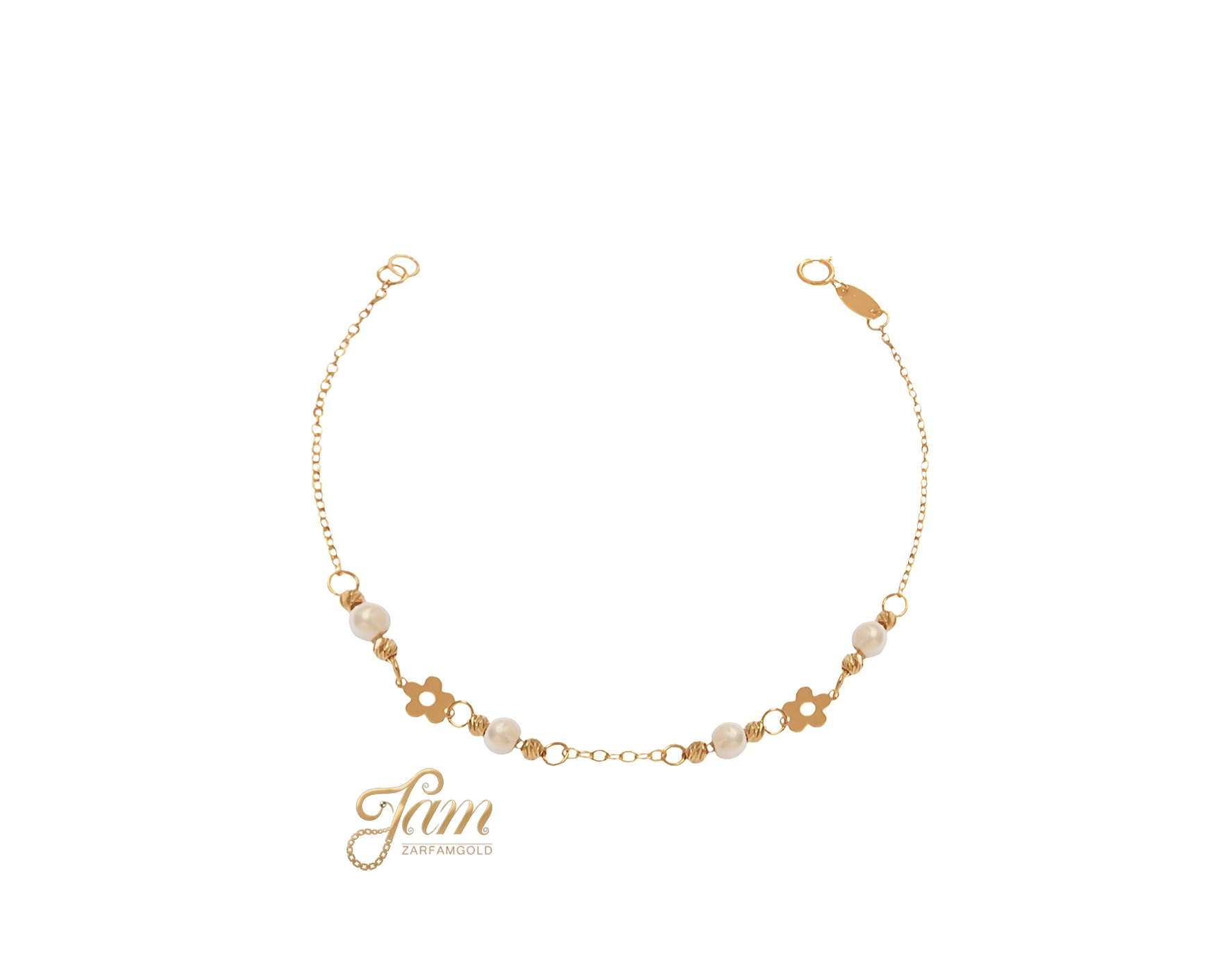 کاور دستبند زنجیری گل و مروارید