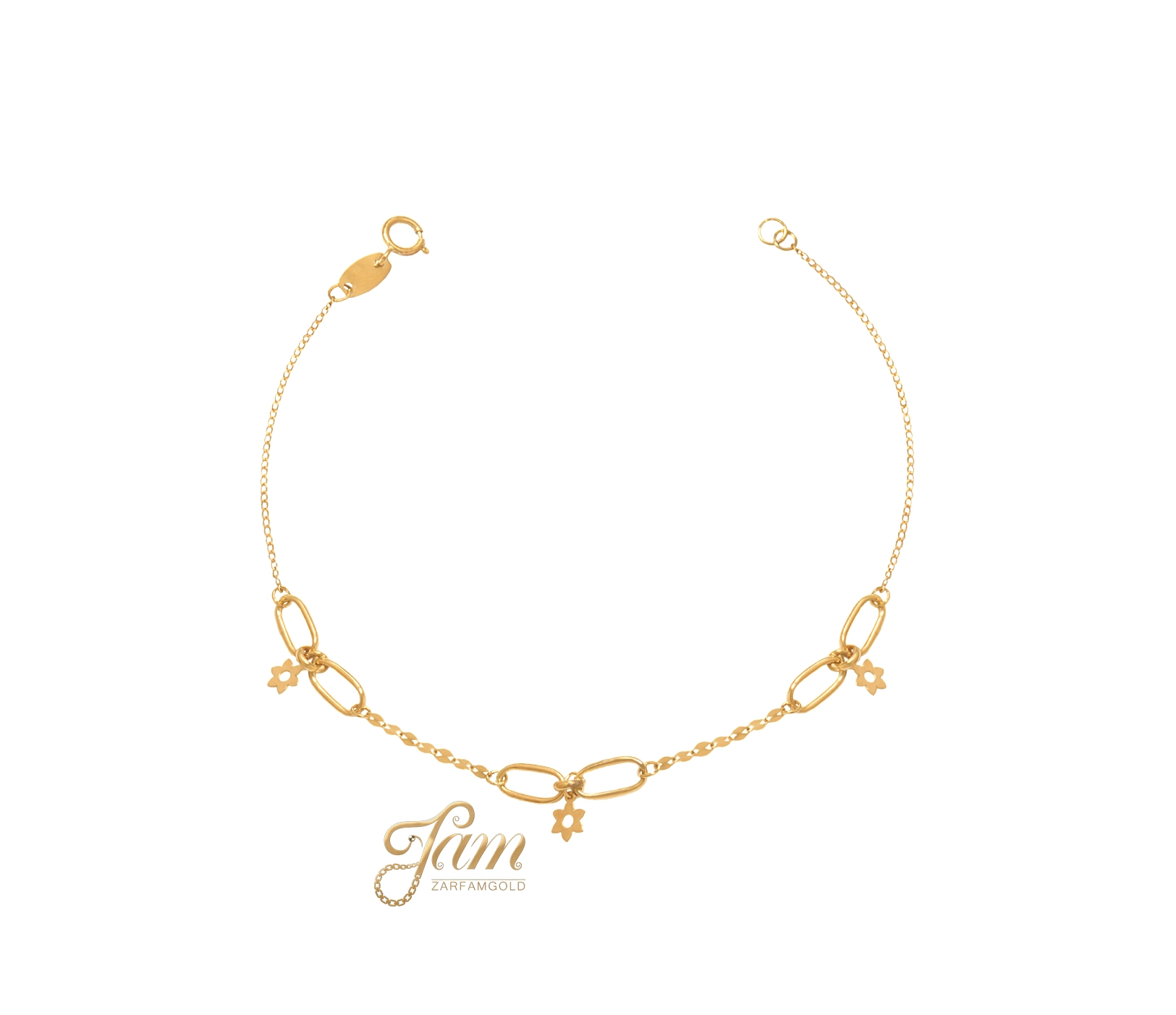 کاور دستبند سه حلقه درهم با سه گل آویز