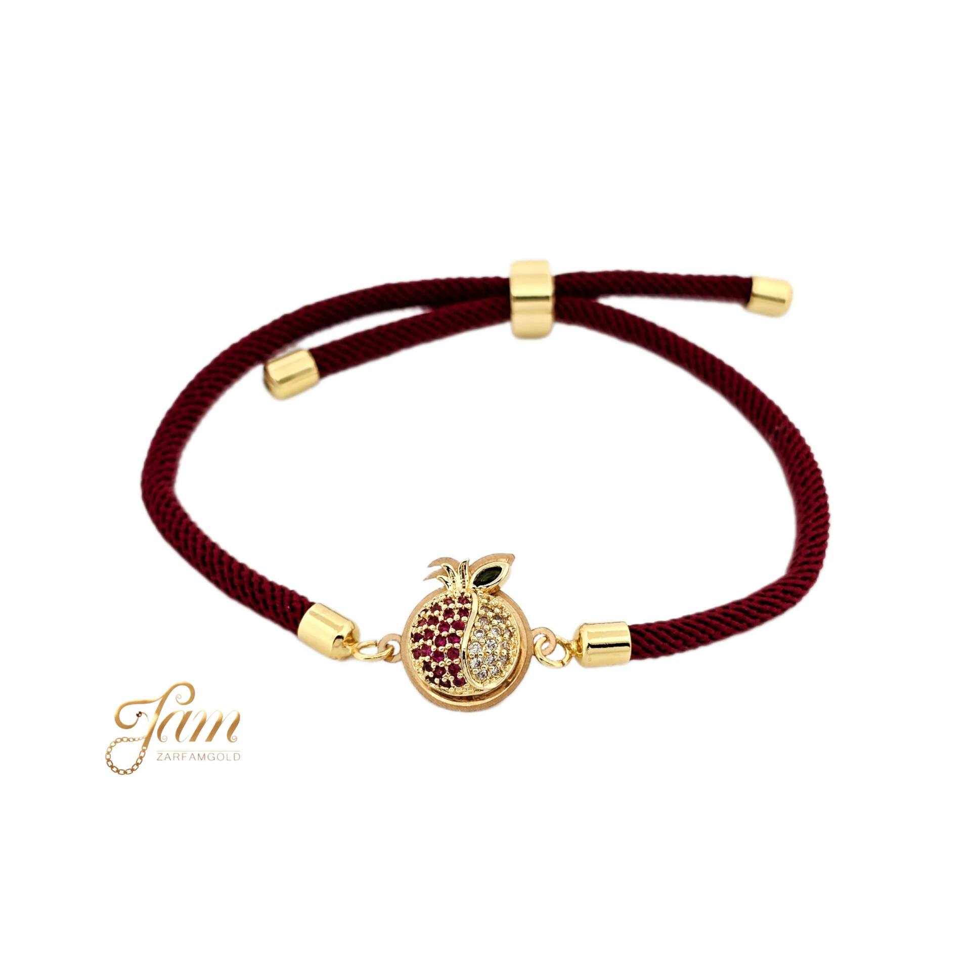 کاور دستبند انار نیمه با بند طنابی زرشکی