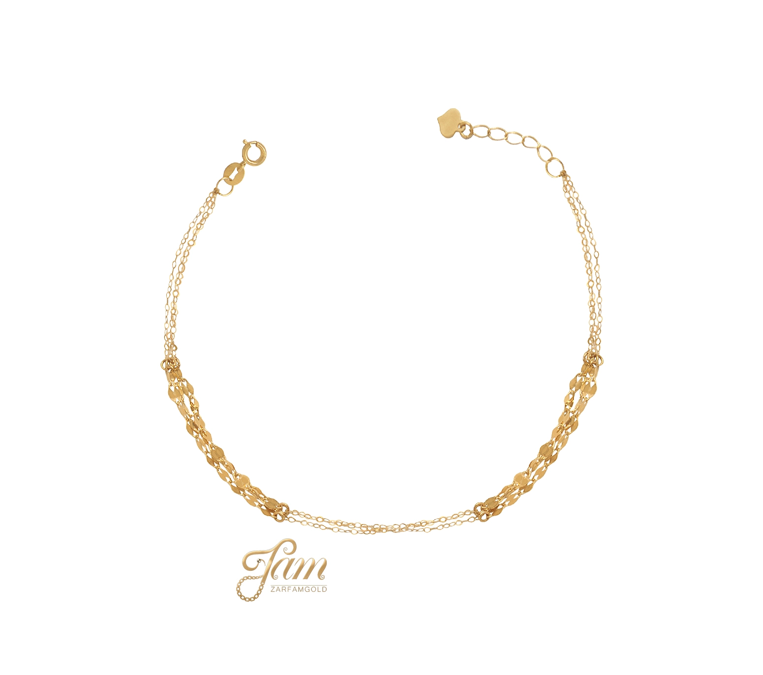 کاور دستبند دو رج پولکی و زنجیر