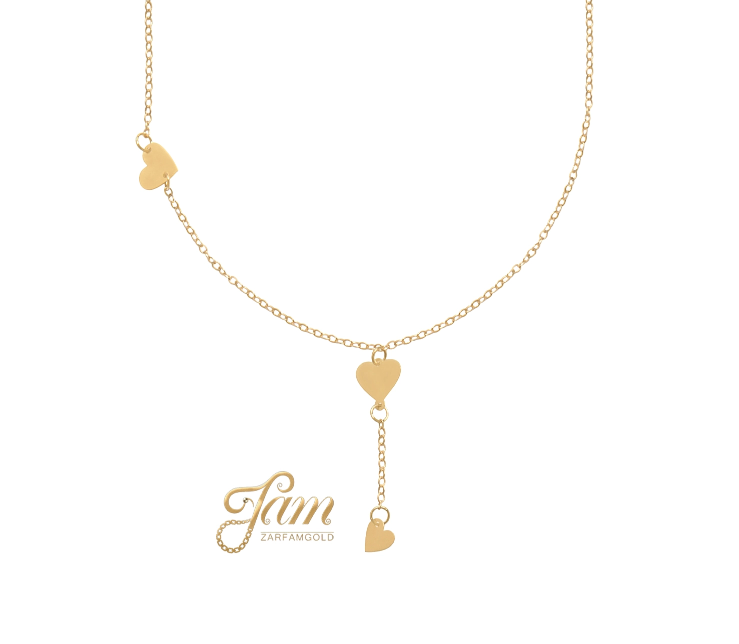 کاور گردنبند تک قلب با آویز دو قلب