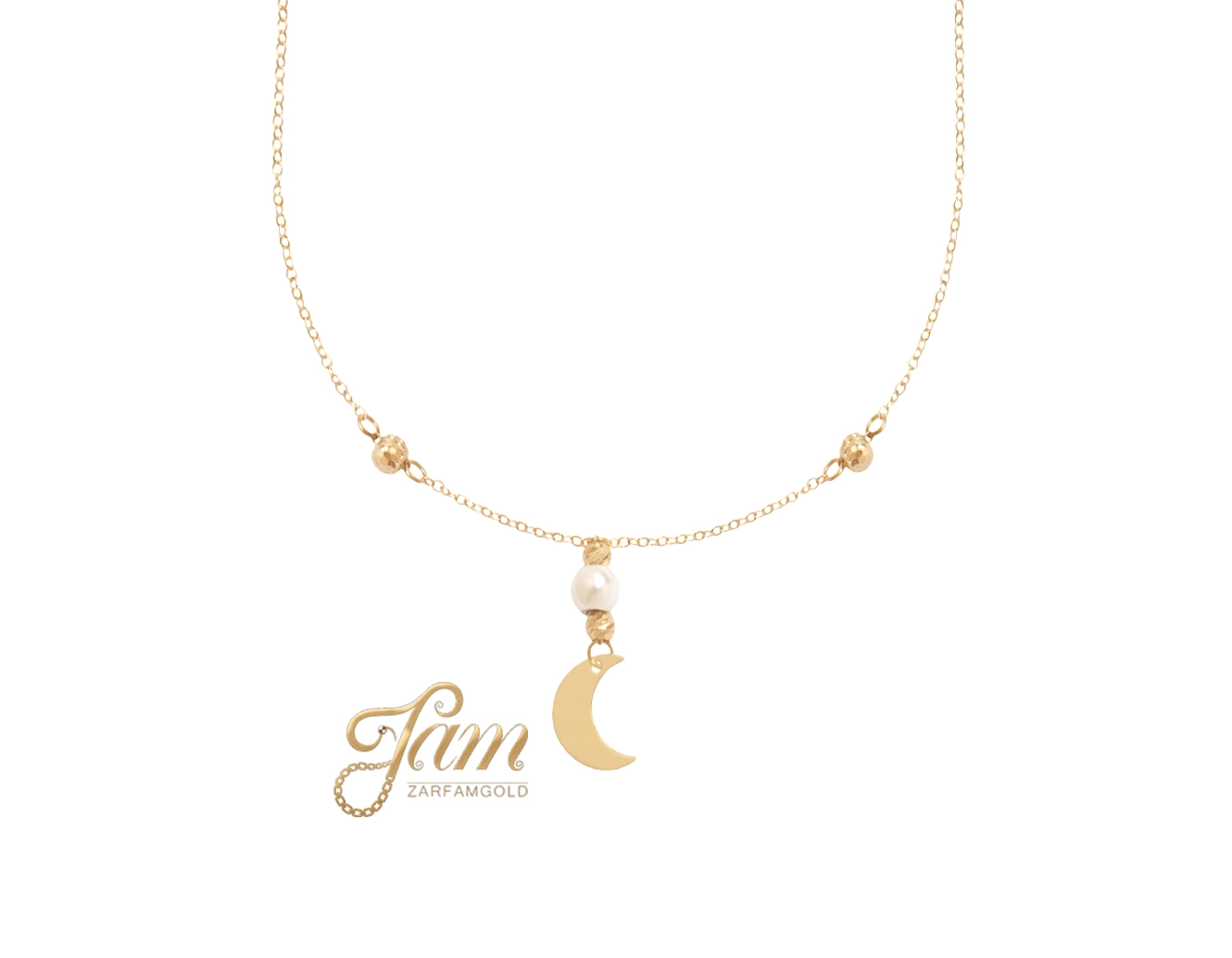 کاور گردنبند گوی و مروارید با آویز ماه