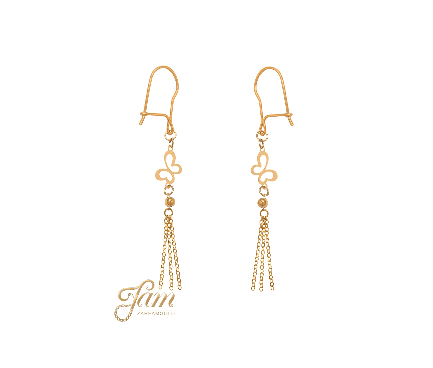 کاور گوشواره عصایی پروانه با آویز زنجیر