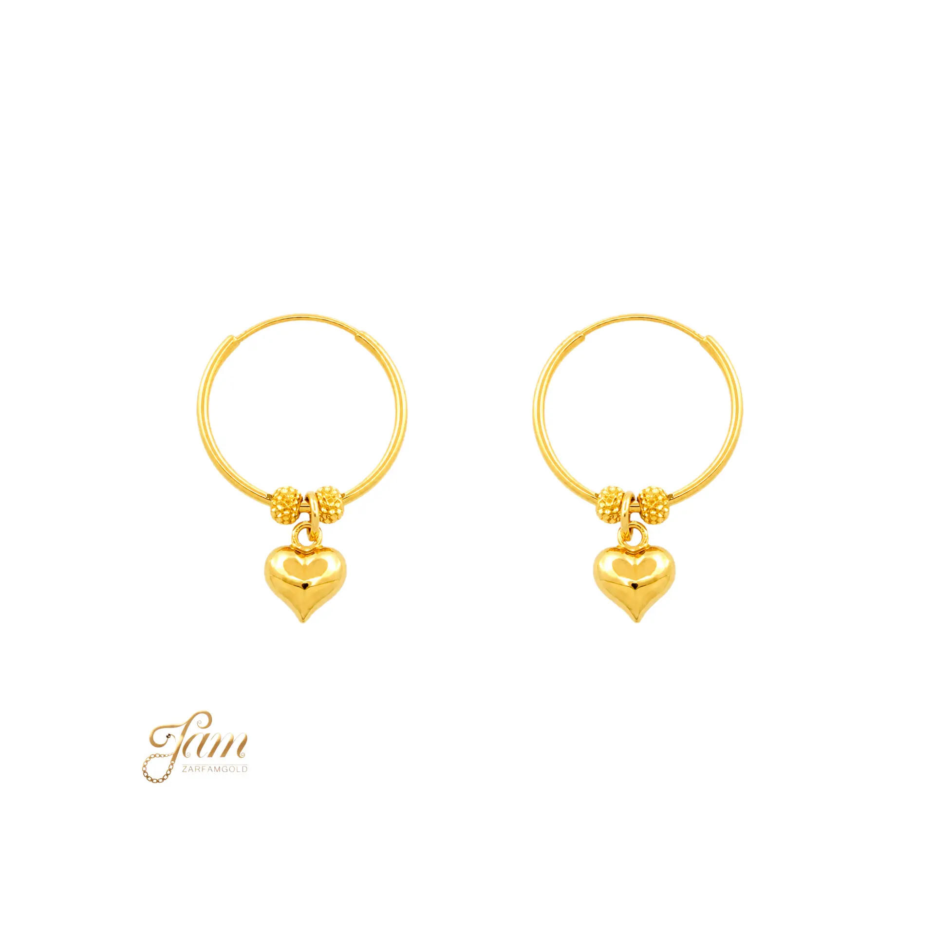 گوشواره حلقه ای دو گوی و قلب پیاژه
