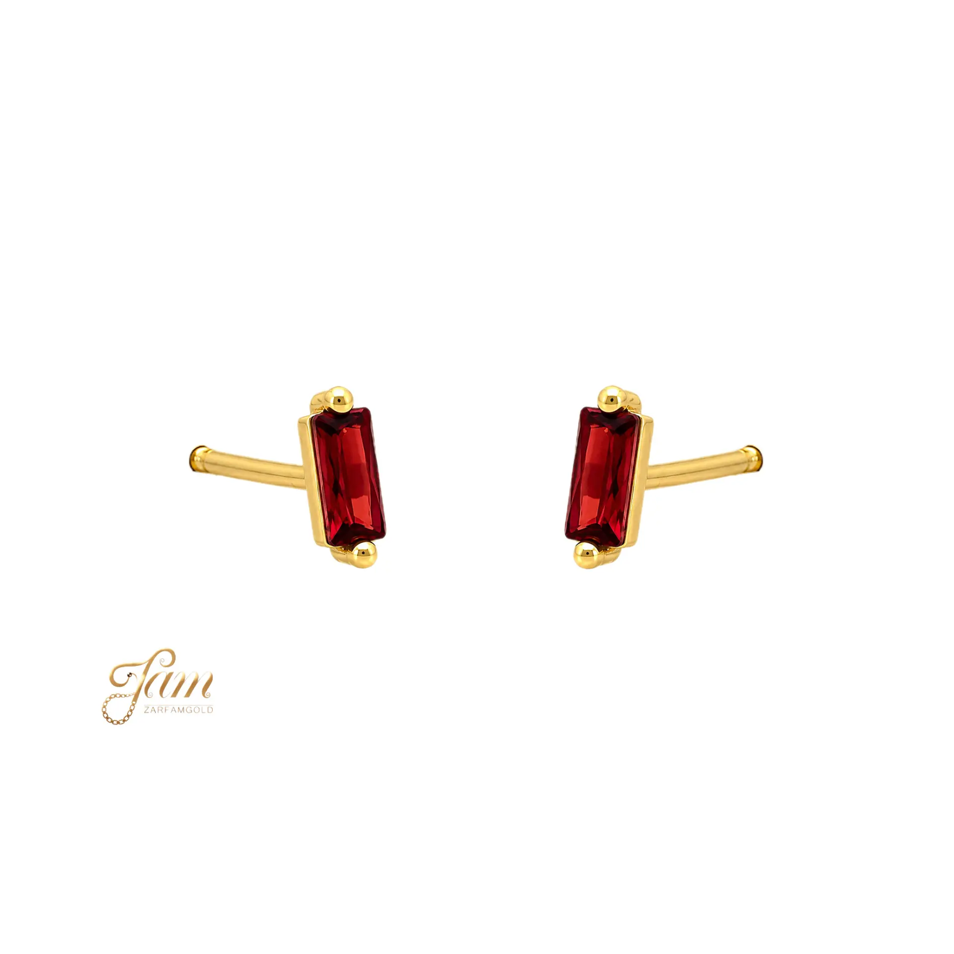 گوشواره میخی نگین قرمز باگتی